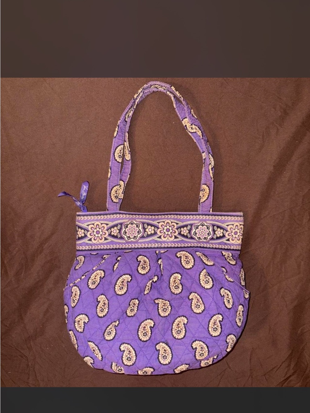 Vintage Purple Vera Bradley Paisley Quilted Tote Bag